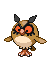 Sprite Animado Hoothoot Blanco Negro